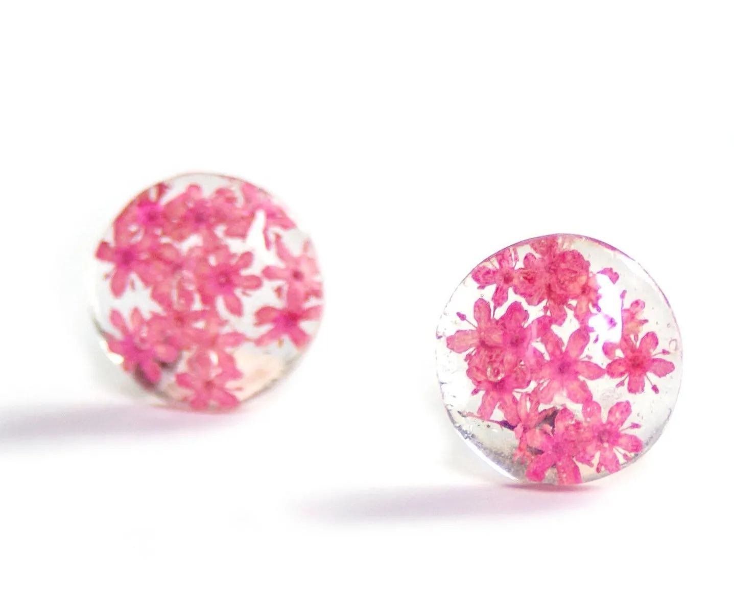 Pink Flower Resin Earrings