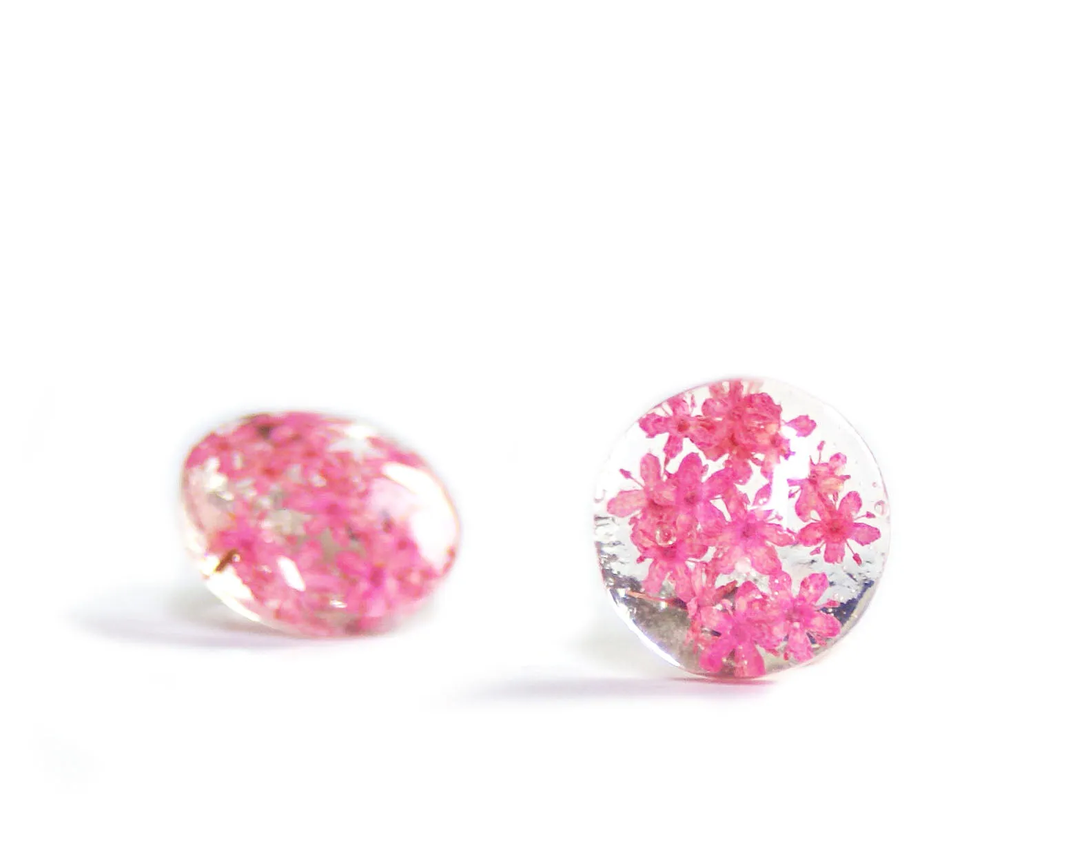 Pink Flower Resin Earrings