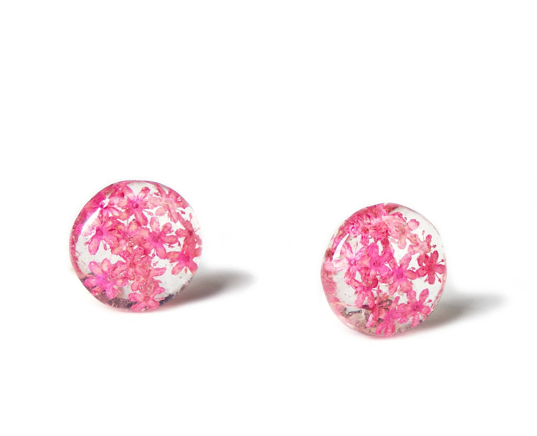 Pink Flower Resin Earrings