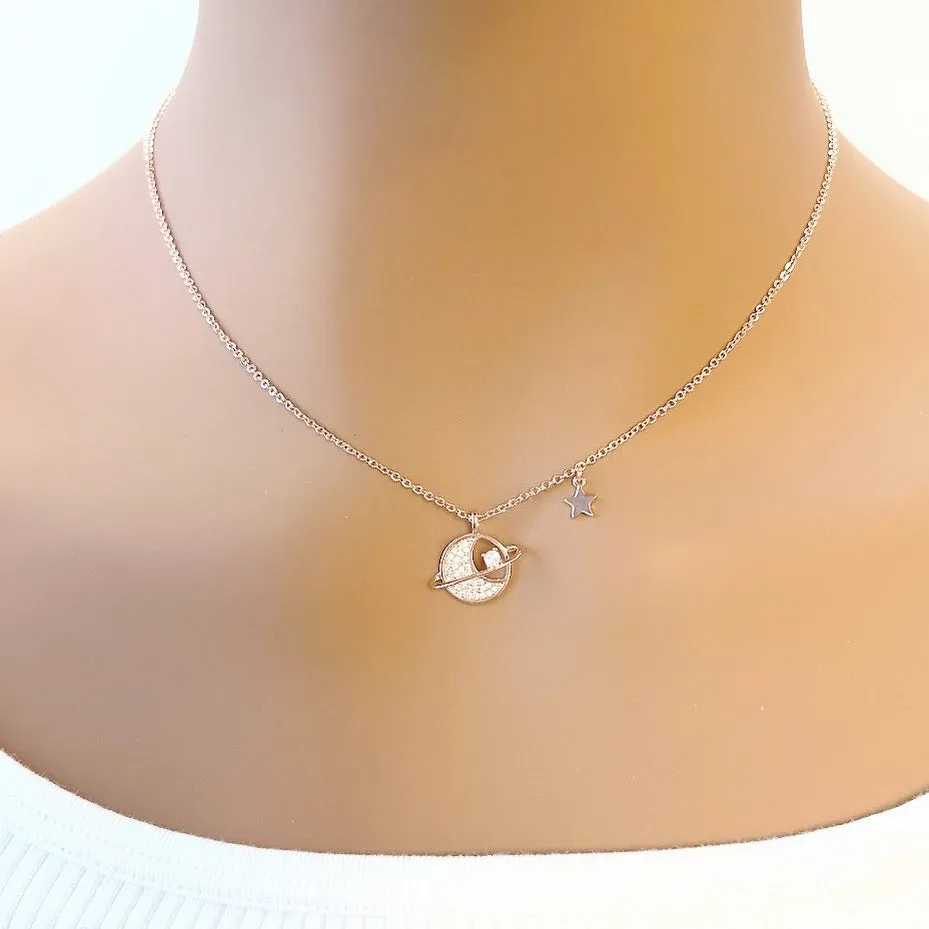 Planet Cubic Zirconia Necklace