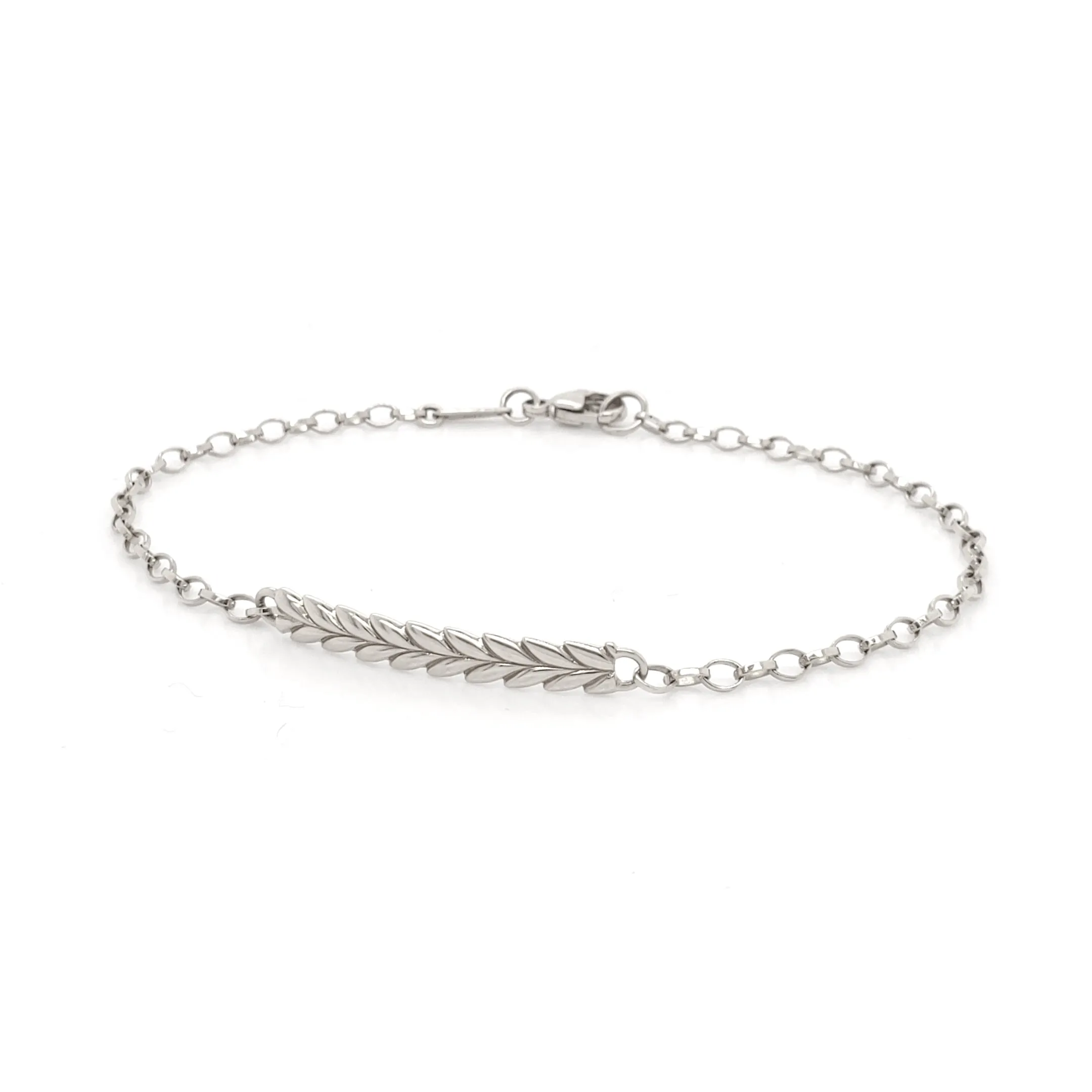 "Breathe" Leaf Poesy Sterling Silver Bracelet