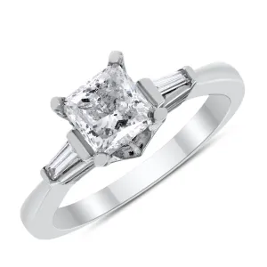 Reena Engagement Ring (0.90 ct Princess FSI3 EGLUSA Diamond) in White Gold