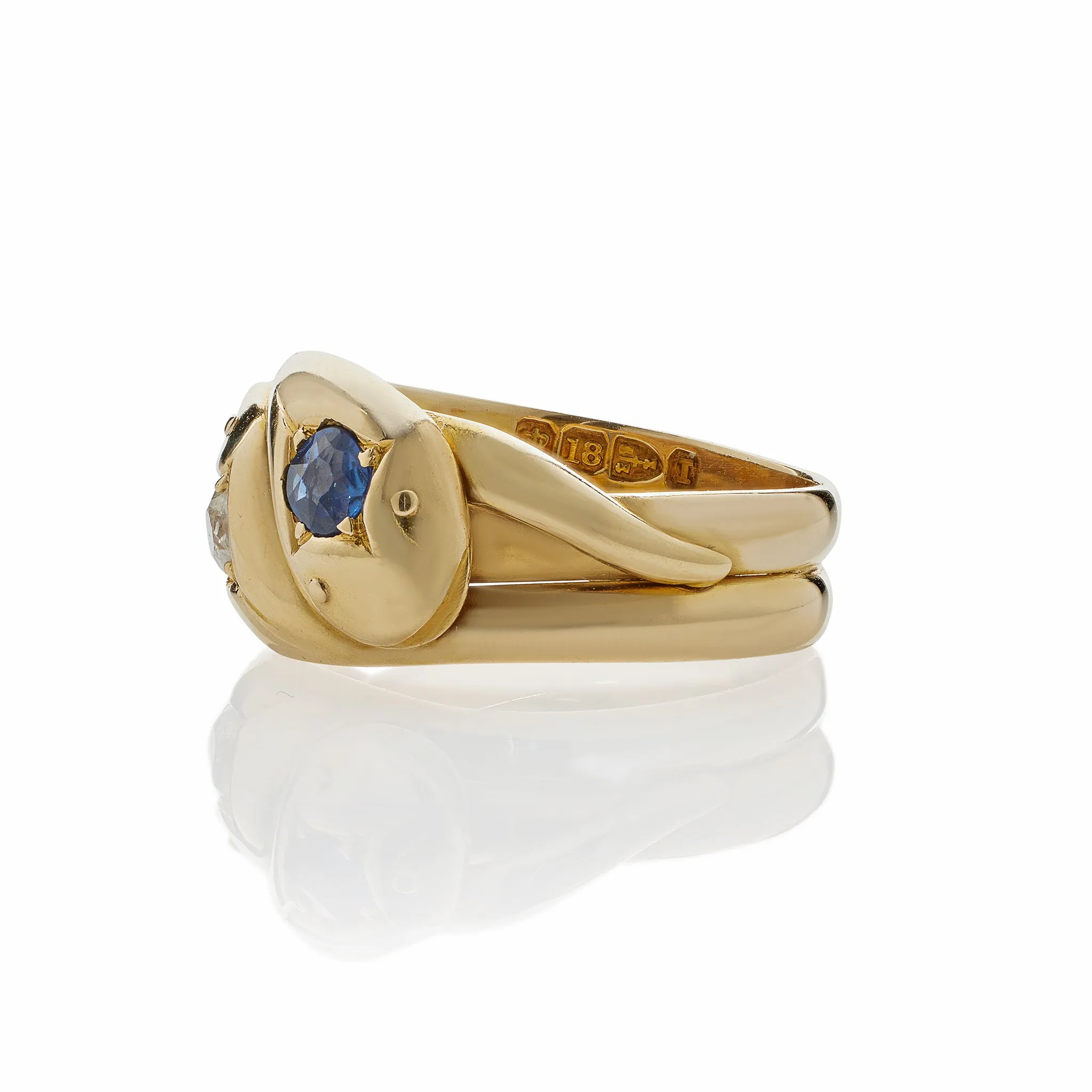 Sapphire and Diamond Twinstone Double Snake Ring