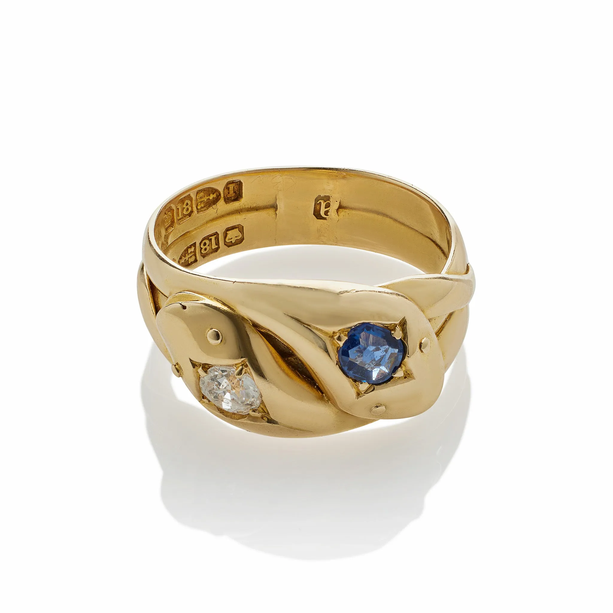 Sapphire and Diamond Twinstone Double Snake Ring