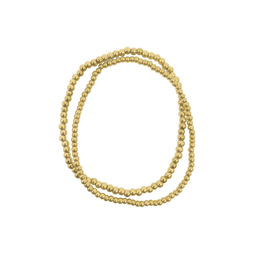 Set of 2mm and 3mm Ball Bracelets gold