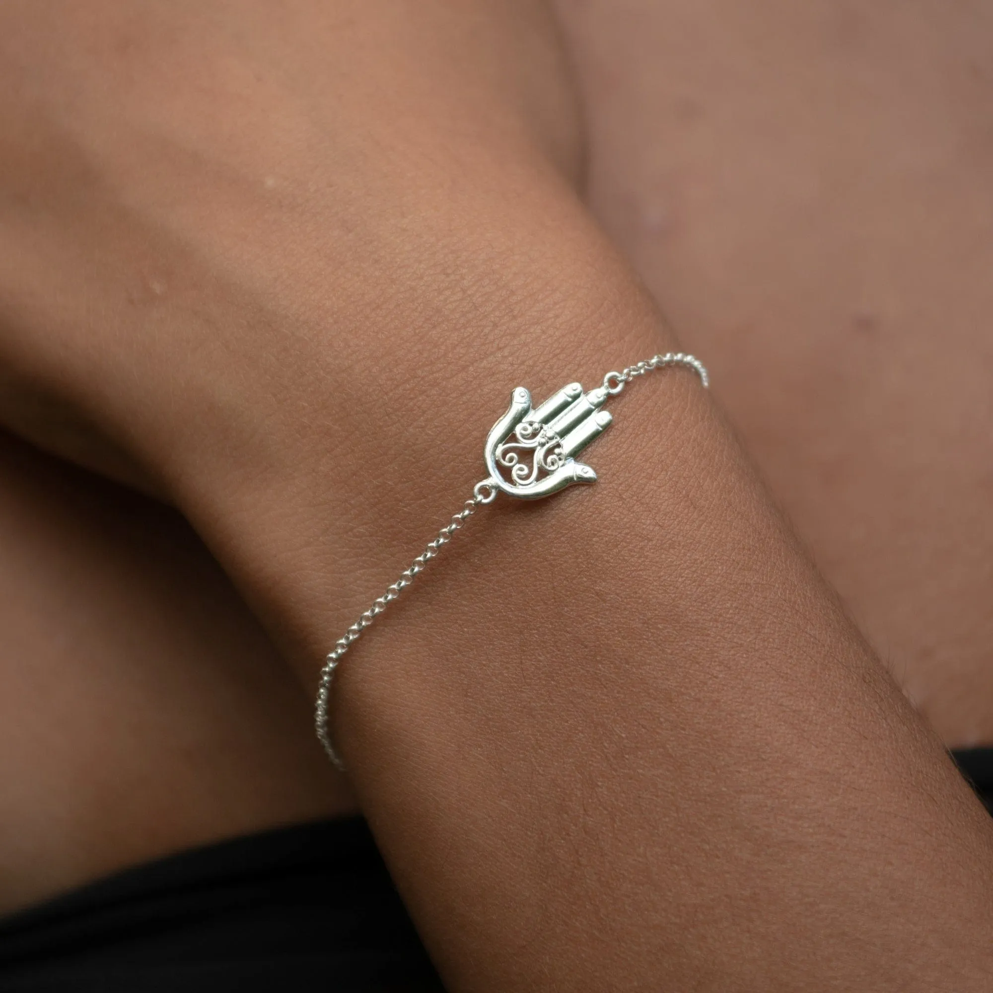 Silver Fatima Hand Bracelet