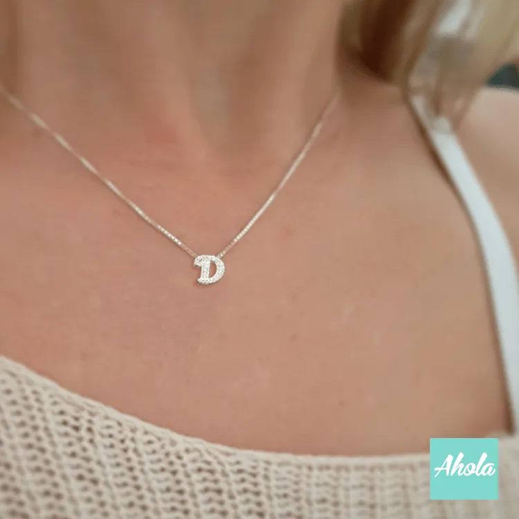 SP041 Zirconia Letter Necklace 純銀鋯石字母吊咀頸鏈