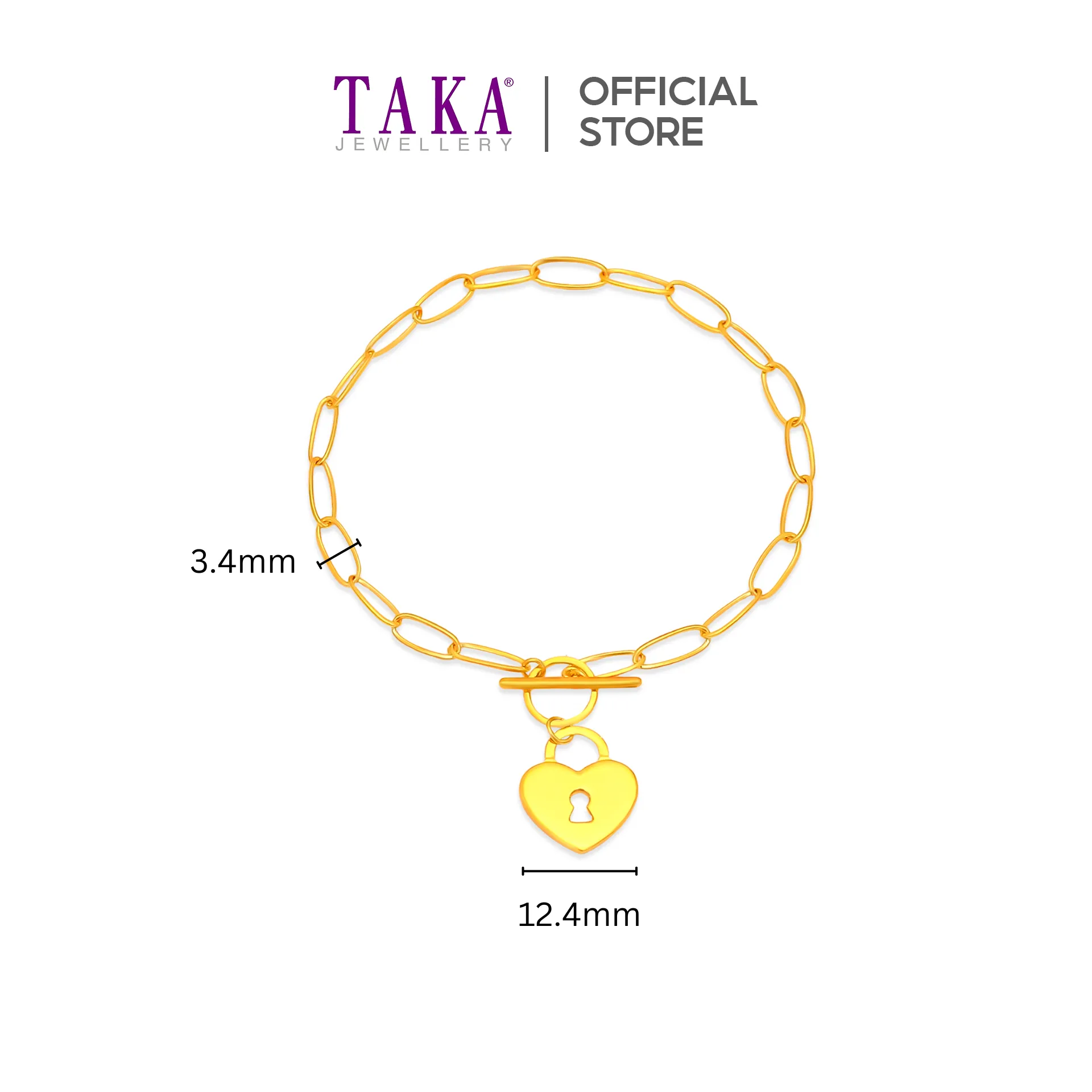 TAKA Jewellery 916 Gold Bracelet Links with Heart