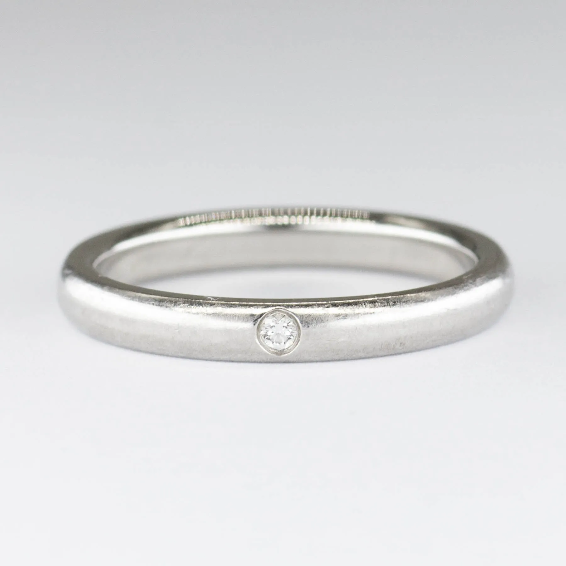 'Tiffany & Co.' Elsa Peretti Platinum Band Ring with Diamond | 0.02ctw | SZ 6