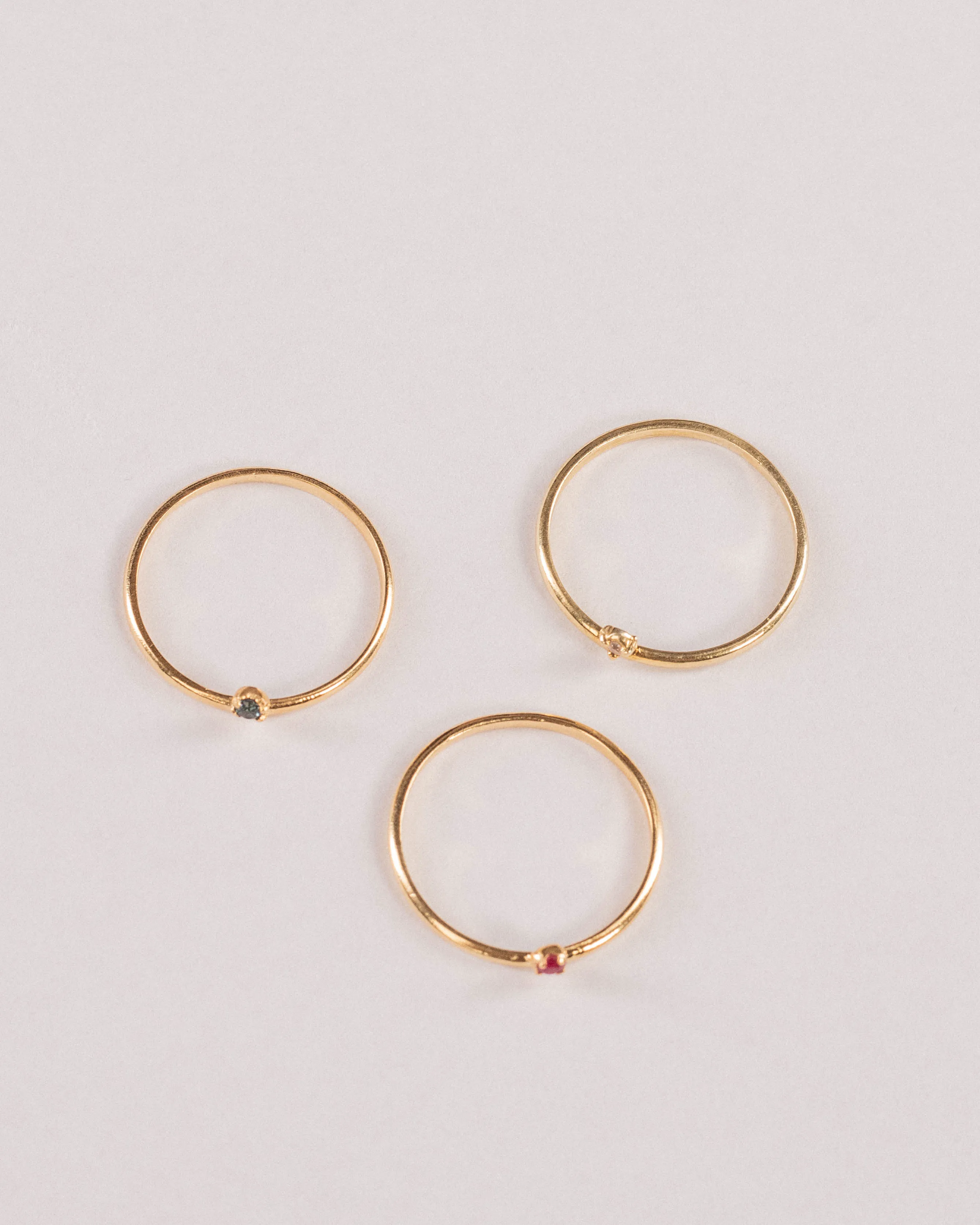 Tiny Misaligned Stone Ring, Solid 14k Gold