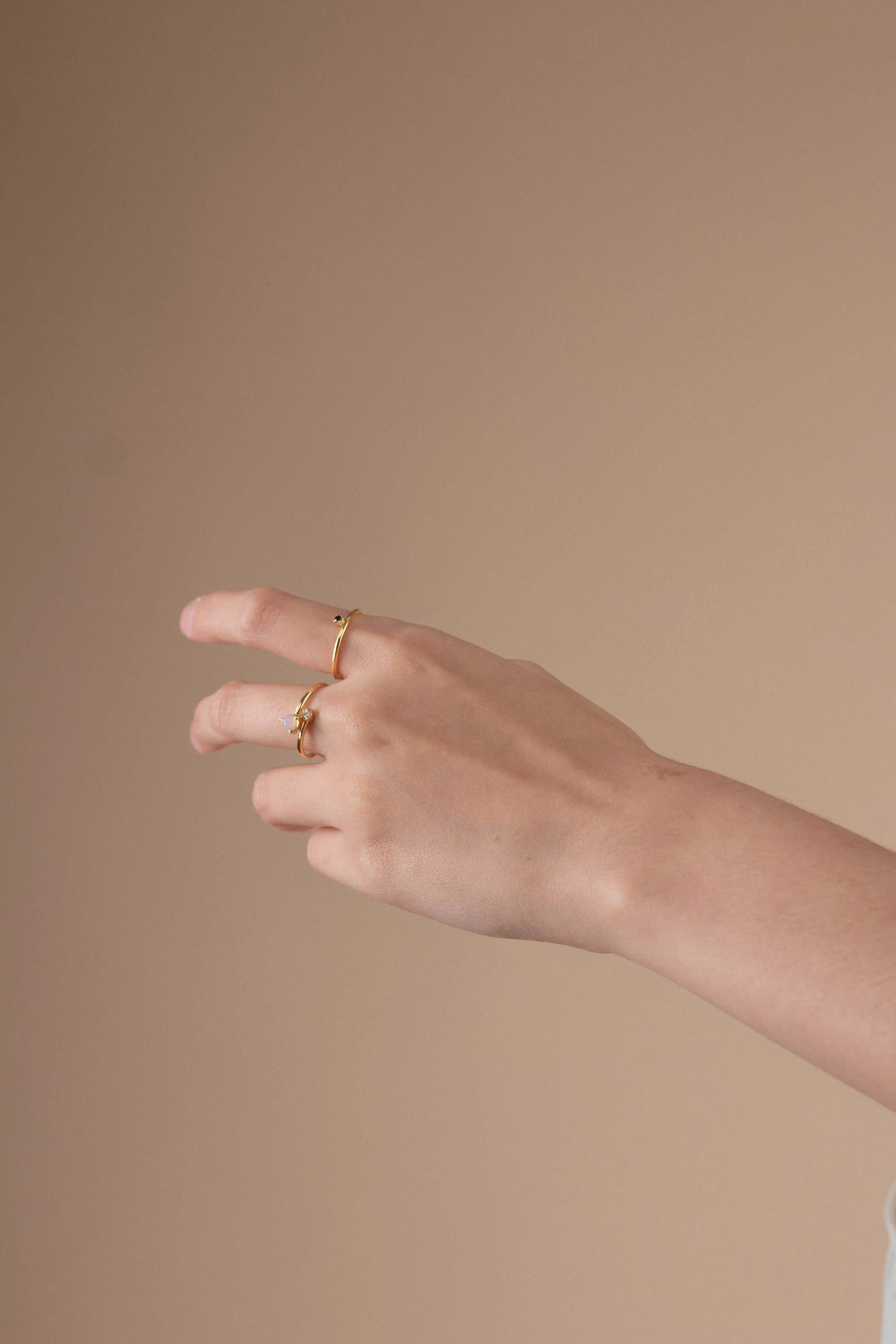 Tiny Misaligned Stone Ring, Solid 14k Gold