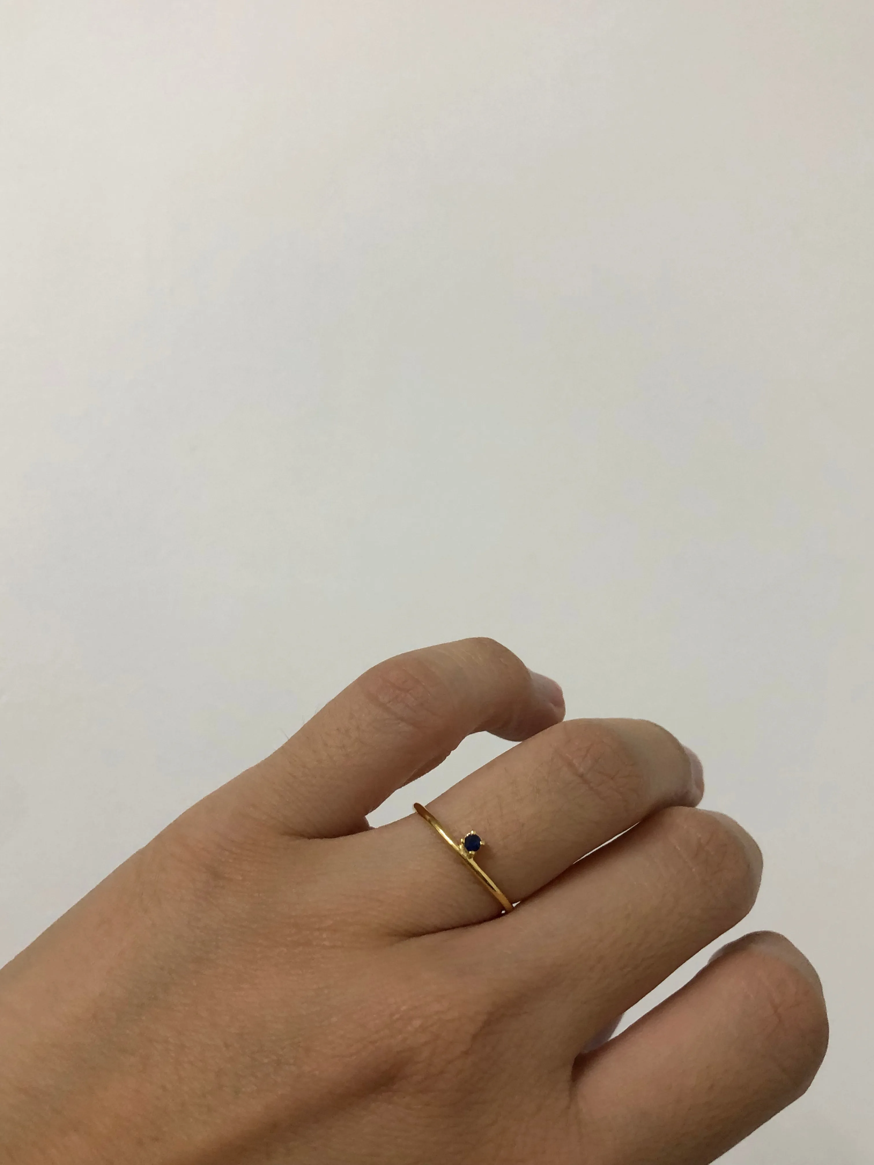 Tiny Misaligned Stone Ring, Solid 14k Gold