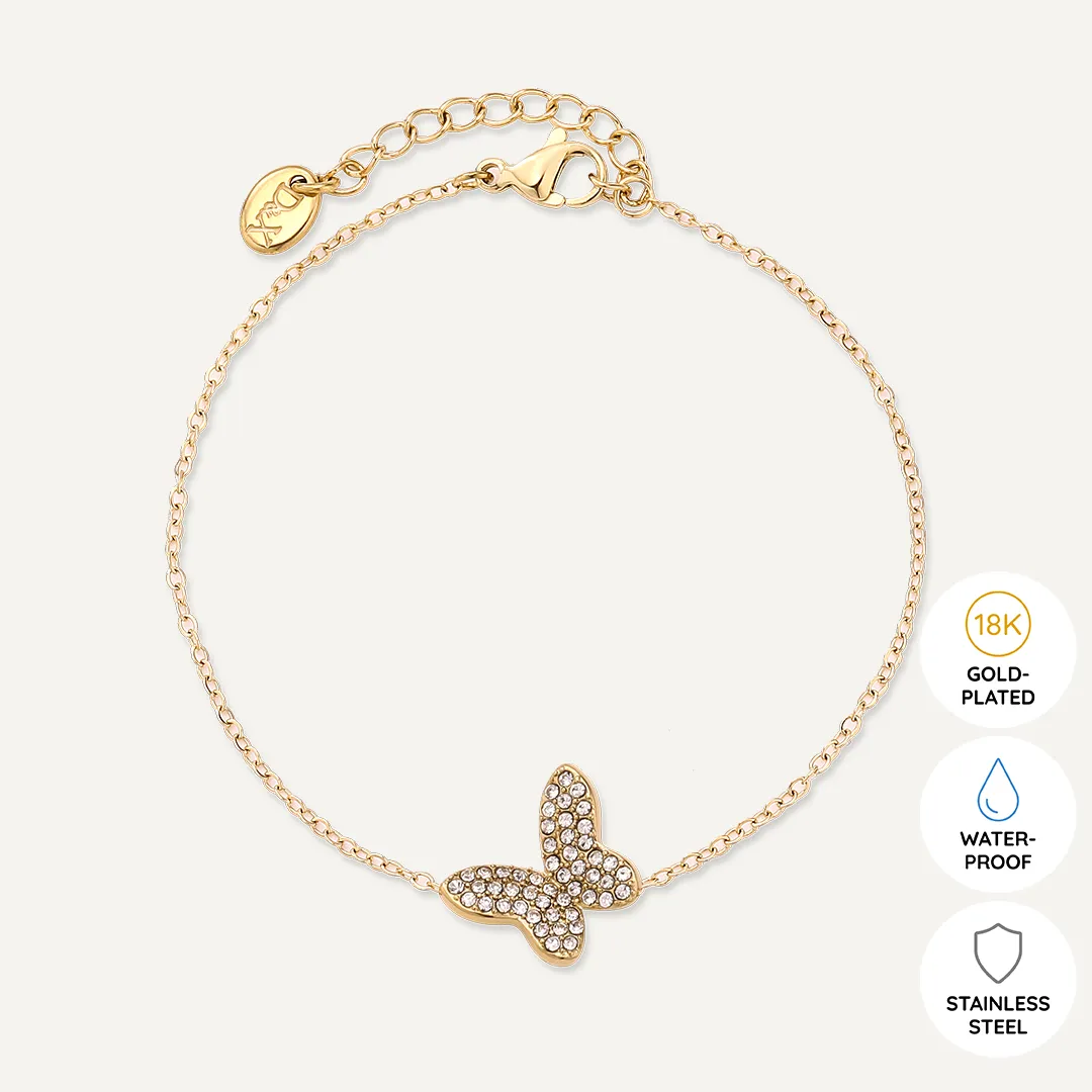 Vibes | Butterfly Bliss Clasp Bracelet | 18K Gold-Plated