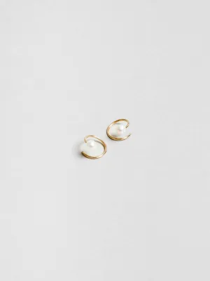 White Pearl Swirl Studs in Gold