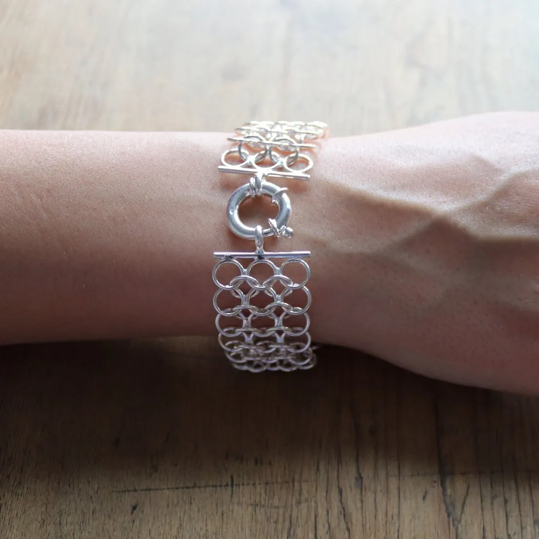 Wide Chain Mail Design Bracelet