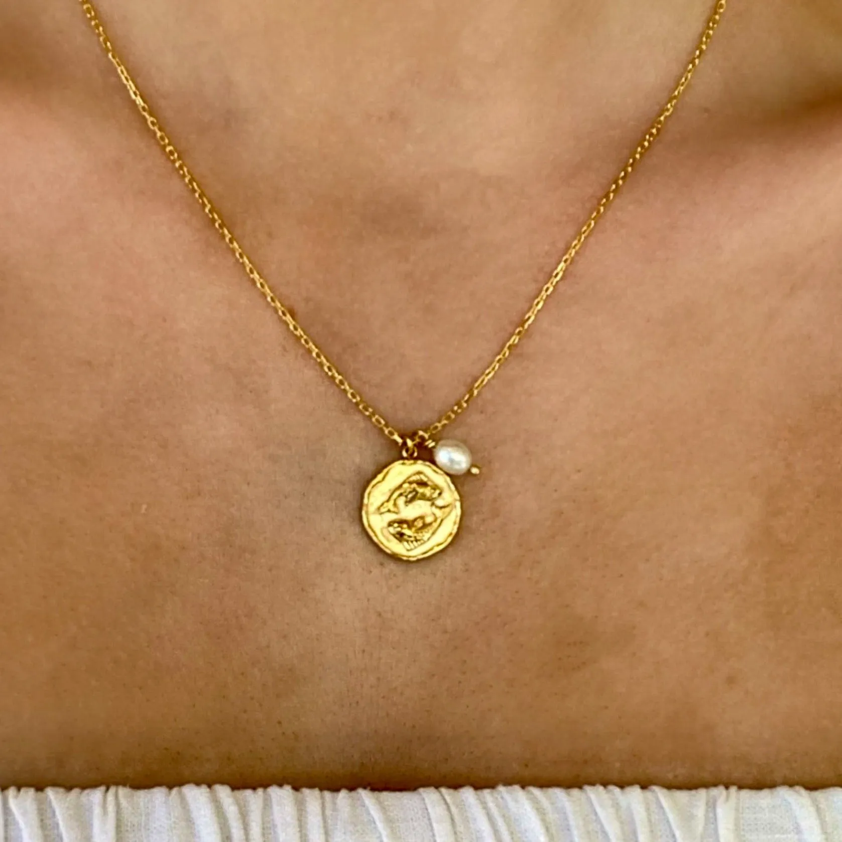 Zodiac Pisces Necklace Gold